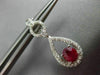ESTATE 2.33CT DIAMOND & RUBY 18K WHITE GOLD 3D PEAR ETOILE PAVE HANGING EARRINGS
