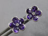 1.33CT DIAMOND & AAA AMETHYST 14K WHITE GOLD 3D PEAR SHAPE & ROUND STUD EARRINGS