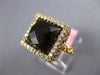 LARGE 7.48CT DIAMOND & AAA SMOKEY TOPAZ 14KT YELLOW GOLD CUSHION FILIGREE RING
