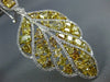 LARGE 11.29CT WHITE & FANCY YELLOW DIAMOND 18K 2 TONE GOLD LEAF HANGING EARRINGS
