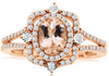 LARGE 1CT DIAMOND & AAA MORAGNITE 14KT ROSE GOLD 3D OVAL SQUARE FLOWER LOVE RING