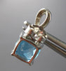 3.72CT DIAMOND & AAA BLUE TOPAZ 14KT WHITE GOLD CUSHION & ROUND HANGING EARRINGS