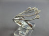 ESTATE LARGE .45CT DIAMOND 14KT WHITE GOLD 3D LEAF & FLOWER CRISS CROSS FUN RING