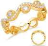 ESTATE .49CT DIAMOND 14K YELLOW GOLD ROUND BEZEL FILIGREE MILGRAIN WAVE FUN RING