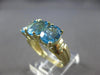 ESTATE LARGE 5.20CT AAA BLUE TOPAZ 14KT YELLOW GOLD 3D 3 STONE LOVE RING #27981