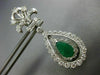 LARGE 3.70CT DIAMOND & AAA EMERALD 14KT WHITE GOLD 3D TEAR DROP HANGING EARRINGS
