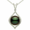 .66CT DIAMOND & AAA TAHITIAN PEARL 18KT WHITE GOLD 3D TEAR DROP EVIL EYE PENDANT