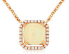 ESTATE .54CT DIAMOND & AAA OPAL 14KT ROSE GOLD ROUND HALO OCTAGON LOVE NECKLACE