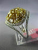 EXTRA LARGE 3.88CT WHITE & FANCY YELLOW DIAMOND 18KT TWO TONE GOLD CLUSTER RING