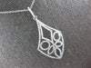 LARGE .56CT DIAMOND 14K WHITE GOLD FLOWER GEOMETRICAL TEAR DROP FLOATING PENDANT