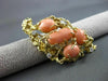 ANTIQUE LARGE OLD MINE DIAMOND & AAA CORAL 14KT YELLOW GOLD BROOCH / PIN #20239