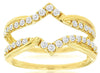 ESTATE 0.50CT DIAMOND 14KT YELLOW GOLD 3D DOUBLE V INSERT ANNIVERSARY FUN RING