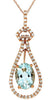 1.32CT DIAMOND & AAA AQUAMARINE 14KT WHITE GOLD OVAL & ROUND TEAR DROP PENDANT