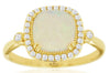 1.58CT DIAMOND & AAA OPAL 14KT YELLOW GOLD SQUARE & ROUND FILIGREE HALO FUN RING