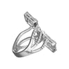EXTRA LARGE 1.69CT DIAMOND 18KT WHITE GOLD ROUND & BAGUETTE DOUBLE SQUARE RING