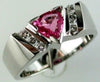 ESTATE 1.14CT DIAMOND & AAA PINK SAPPHIRE 14KT WHITE GOLD TRILLION & ROUND RING