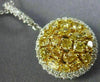 ESTATE LARGE 2.13CT WHITE & FANCY YELLOW DIAMOND 18KT 2 TONE GOLD ROUND PENDANT