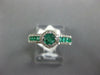 ESTATE .82CT DIAMOND & AAA EMERALD 14KT WHITE GOLD 3D ROUND SQUARE HALO FUN RING