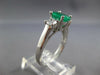 Estate 1.54Ct Diamond & Aaa Emerald 14Kt White Gold Oval 3 Stone Engagement Ring