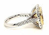 LARGE 6.42CT WHITE & FANCY YELLOW DIAMOND 18KT 2 TONE GOLD HALO ENGAGEMENT RING