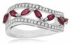 ESTATE .86CT DIAMOND & AAA RUBY 14K WHITE GOLD ROUND & MARQUISE ANNIVERSARY RING