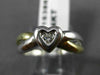 ESTATE .06CT DIAMOND 14KT WHITE & YELLOW GOLD 3D SOLITAIRE HEART FUN RING #15388