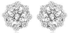 1.61CT DIAMOND 14KT WHITE GOLD 3D ROUND INVISIBLE FLOWER SOLITAIRE STUD EARRINGS