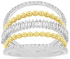 ESTATE .60CT DIAMOND 14KT WHITE GOLD MULTI ROW ROUND & BAGUETTE ANNIVERSARY RING