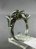 ESTATE LARGE 2.0CT BLACK & WHITE DIAMOND 14K WHITE & BLACK GOLD FLOWER LEAF RING