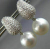 LARGE 2.50CT DIAMOND & AAA SOUTH SEA PEARLS 18K WHITE GOLD PAVE HANGING EARRINGS