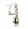 LARGE 11.50CT DIAMOND & AAA EMERALD 18KT 2 TONE GOLD 3D CUSHION & ROUND EARRINGS