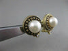 ANTIQUE 8MM SEA PEARL DIAMOND 14K YELLOW GOLD ROUND FILIGREE EARRINGS #17204
