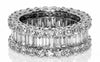 LARGE 5.11CT DIAMOND 18KT WHITE GOLD ROUND & BAGUETTE THREE ROW ANNIVERSARY RING