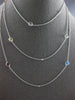 EXTRA LONG 5.75CT DIAMOND & AAA MULTI GEM 14KT WHITE GOLD BY THE YARD NECKLACE