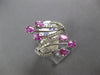 LARGE 2.08CT DIAMOND & AAA PINK SAPPHIRE 18K WHITE GOLD 3D CRISS CROSS LOVE RING