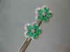 ESTATE 1.80CT DIAMOND & AAA EMERALD 18KT WHITE GOLD CLASSIC FLOWER STUD EARRINGS