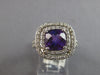 LARGE 2.80CT DIAMOND & AAA AMETHYST 14KT WHITE GOLD 3D CUSHION & ROUND HALO RING