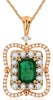 1.25CT DIAMOND & AAA EMERALD 14K ROSE GOLD 3D ROUND & EMERALD CUT FLOWER PENDANT