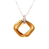 .48CT DIAMOND 18KT 2 TONE GOLD MATTE & SHINY DOUBLE SQUARE FUN FLOATING PENDANT