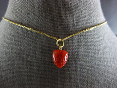 AAA CORAL 14KT YELLOW GOLD 3D HANDCRAFTED STRAWBERRY FUN FLOATING PENDANT #28215