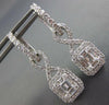 ESTATE 1.59CT DIAMOND 18KT WHITE GOLD ROUND & BAGUETTE SQUARE HANGING EARRINGS
