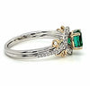 1.30CT DIAMOND & AAA EMERALD 18K 2 TONE GOLD 3D CRISS CROSS FRIENDSHIP LOVE RING