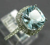 ESTATE LARGE 2.50CT DIAMOND & AAA AQUAMARINE 14KT WHITE GOLD 3D ENGAGEMENT RING