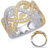WIDE .90CT DIAMOND 14KT 2 TONE GOLD 3D INFINITY CRISS CROSS CRESCENT CROWN RING