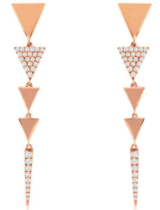 ESTATE .45CT DIAMOND 14KT WHITE GOLD 3 STONE SOLITAIRE JOURNEY HANGING EARRINGS