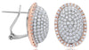3.0CT DIAMOND 14KT WHITE & ROSE GOLD 3D DOME SHAPE OVAL CLIP ON HANGING EARRINGS