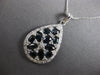 LARGE 1.95CT DIAMOND & AAA SAPPHIRE 14KT WHITE GOLD 3D TEAR DROP PENDANT #28057