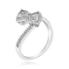 1.12CT DIAMOND & AAA PINK QUARTZ 14KT WHITE GOLD 3D TRILLION & ROUND LOVE RING