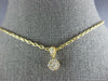 ESTATE SMALL .20CT DIAMOND 18KT YELLOW GOLD 3D CLUSTER FLOWER LOVE PENDANT