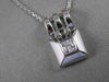 ESTATE ROUND DIAMOND SOLITAIRE PYRAMID 14KT WHITE GOLD HANGING PENDANT #17501